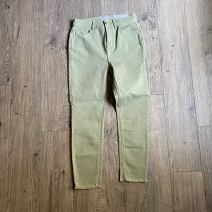 Loft Petite Frayed High Rise Skinny Crop Jeans